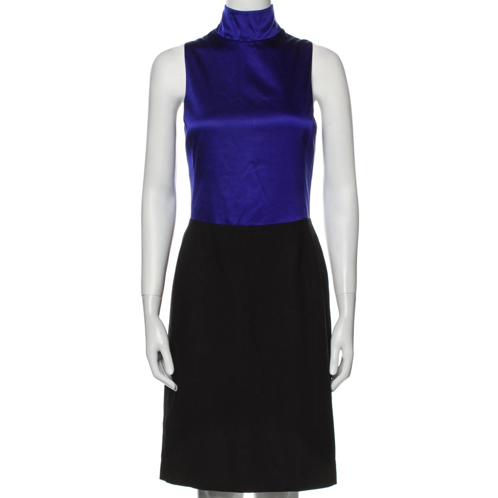 Emporio Armani NWT Silk Wool Colorblock Sleeveless Dress Blue/Black EU 38